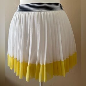 New Balance White and Yellow Pleated Skater Skirt, size M